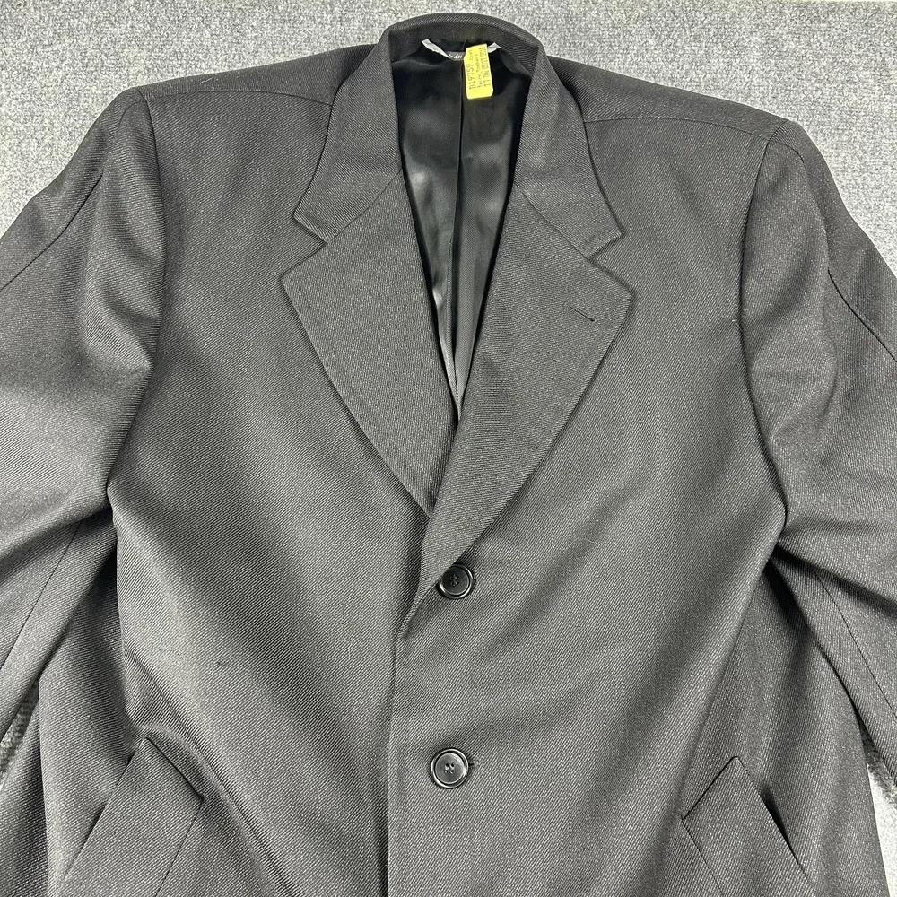 Canali Overcoat Mens 42R Black Wool Single Breasted Water Resistant Italy‎